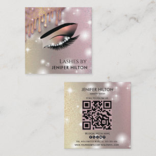 Qr-Code glittery trendy Lashes Makeup eye Quadratische Visitenkarte