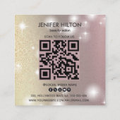 Qr-Code glittery trendy Lashes Makeup eye Quadratische Visitenkarte (Rückseite)