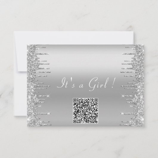 QR Code Glitzer Baby Shower Einladung Beispiel (Rückseite)
