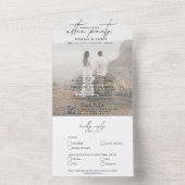 QR-Code glücklich immer nach Party Foto Hochzeit All In One Einladung (Innen Boden)