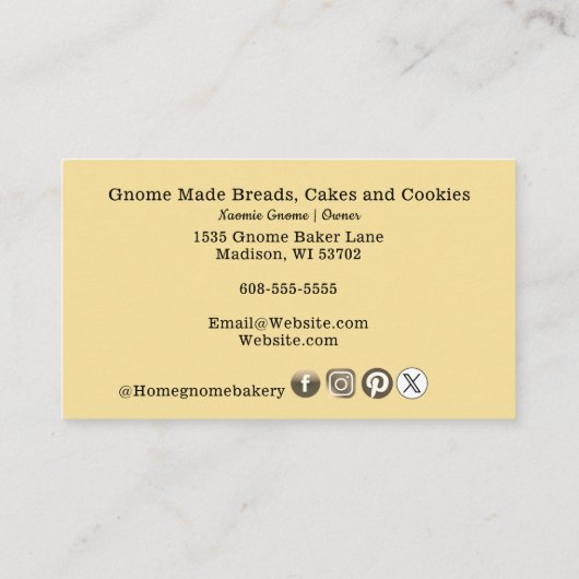 QR Code Gnome Heimat Backbäckerei hellgelb Visitenkarte (Rückseite)