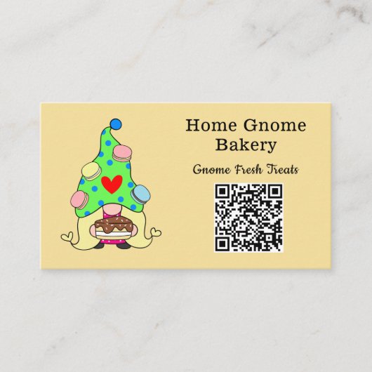 QR Code Gnome Heimat Backbäckerei hellgelb Visitenkarte (Vorderseite)
