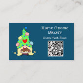 QR Code Gnome Heimat Bäckerei Blue Visitenkarte (Vorderseite)
