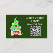 QR Code Gnome Heimat Bäckerei Dunkelgrün Visitenkarte (Vorderseite)