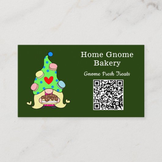 QR Code Gnome Heimat Bäckerei Dunkelgrün Visitenkarte (Vorderseite)