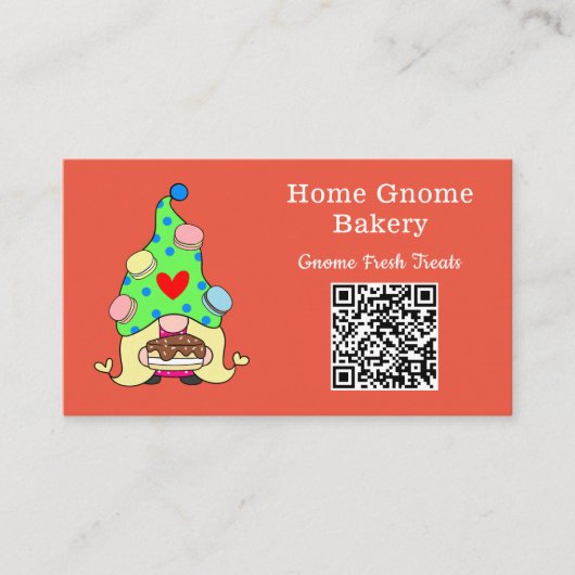 QR Code Gnome Heimat Bäckerei Orange Visitenkarte (Vorderseite)