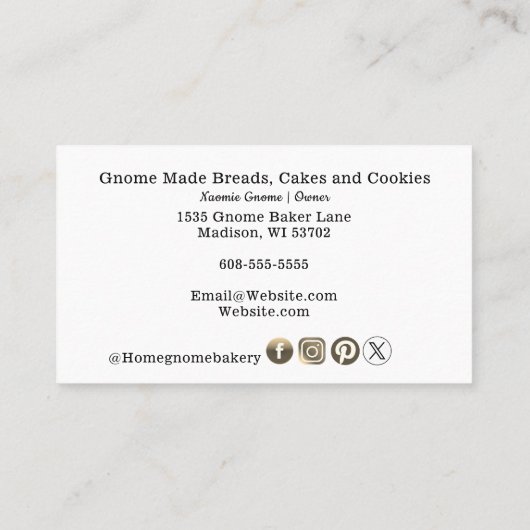 QR Code Gnome Heimat Bäckerei Weiß Visitenkarte (Rückseite)