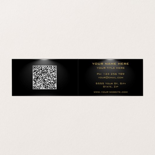 QR Code Gold Black Beruflich Business Card Visitenkarten (Außenseite Aufgefaltet)