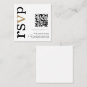QR Code Gold Black Text White Wedding Online UAWG Begleitkarte (Vorne/Hinten)