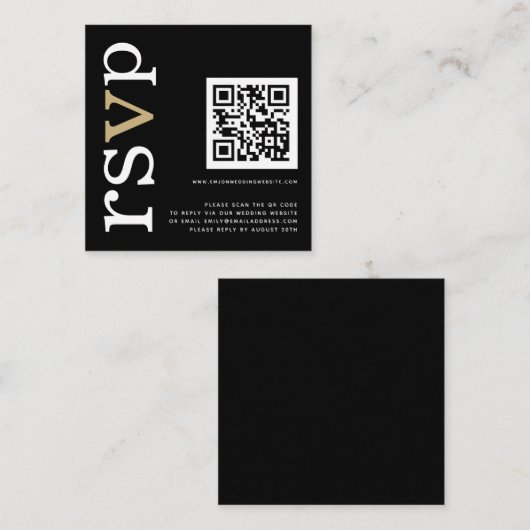 QR Code Gold Black Wedding Online UAWG Begleitkarte (Vorne/Hinten)