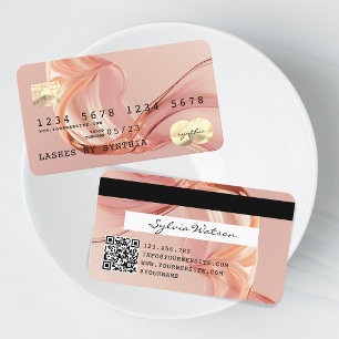 QR Code Gold Blush Moderne Kreditkarte Stil Visitenkarte