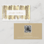 QR Code Gold Brush Makeup Artist Modern White Visitenkarte (Vorne/Hinten)