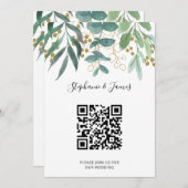 QR Code Gold Eucalyptus Berries Einladung Hochzeit (Vorne/Hinten)