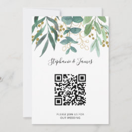 QR Code Gold Eucalyptus Berries Einladung Hochzeit