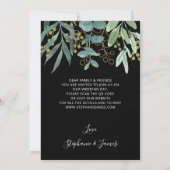 QR Code Gold Eukalyptus Black Wedding Einladung (Rückseite)