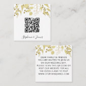 QR Code Gold Foliage Hochzeitseinladung Quadratische Visitenkarte (Vorne/Hinten)