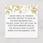QR Code Gold Foliage Hochzeitseinladung Quadratische Visitenkarte (Rückseite)