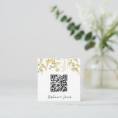 QR Code Gold Foliage Hochzeitseinladung Quadratische Visitenkarte (Stehend Vorderseite)