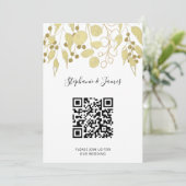 QR Code Gold Foliage Wedding Einladung (Stehend Vorderseite)