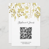 QR Code Gold Foliage Wedding Einladung (Vorne/Hinten)
