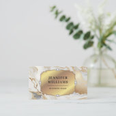 QR Code Gold Frame Eleganter weißer Marmor Moderne Visitenkarte (Stehend Vorderseite)