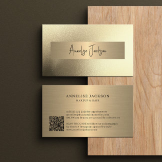 QR CODE Gold Glitzer Moderner Makeup Künstler Visitenkarte