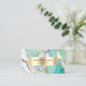 QR Code Gold Green Marble Elegant Modern Visitenkarte (Stehend Vorderseite)