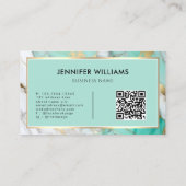 QR-Code Gold Grün Marmor Elegant Modern Visitenkarte (Rückseite)