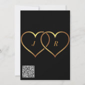 QR Code Gold Hearts Liebe Toast Wedding Einladung (Rückseite)