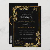 QR Code Gold Hearts Liebe Toast Wedding Einladung (Vorne/Hinten)