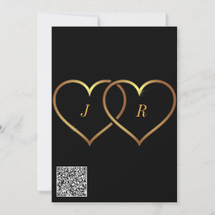 QR Code Gold Hearts Liebe Toast Wedding Einladung