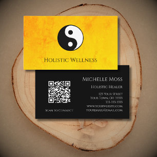 QR-Code Gold Holistic Wellness Yin Yang Visitenkarte