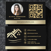 QR Code Gold House Black Real Anwesen Realtor Visitenkarte