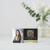 QR Code Gold House Black Real Anwesen Realtor Visitenkarte (Stehend Vorderseite)