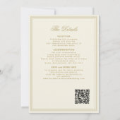 QR code gold ivory crest monogram wedding Einladung (Rückseite)