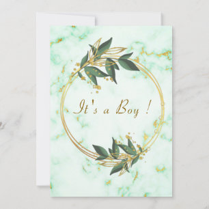 QR Code Gold Marble Baby Boy Dusche Einladung