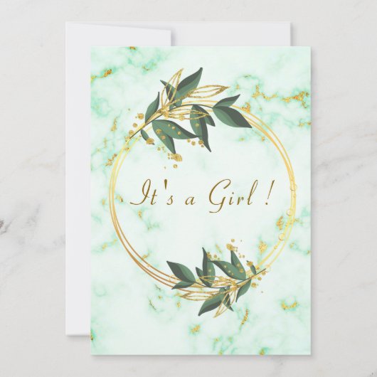 QR Code Gold Marble Baby Girl Dusche Einladung (Rückseite)