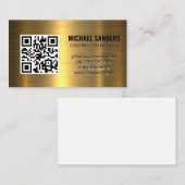 QR-Code | Gold Metallic Background Business Card Visitenkarte (Vorne/Hinten)