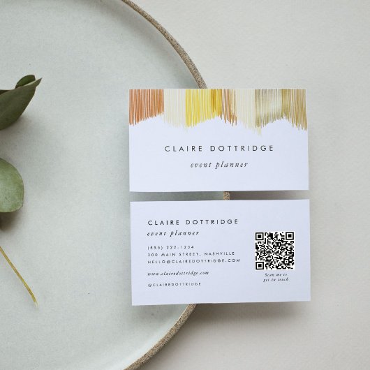 QR Code Gold Modern Fringe Business Card Visitenkarte
