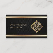 QR Code Gold Modern Profile Business Card Visitenkarte (Vorderseite)