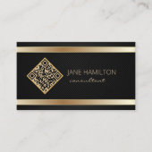 QR Code Gold Modern Profile Business Card Visitenkarte (Vorderseite)