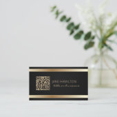 QR Code Gold Modern Profile Business Card Visitenkarte (Stehend Vorderseite)