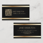 QR Code Gold Modern Profile Business Card Visitenkarte (Vorne/Hinten)