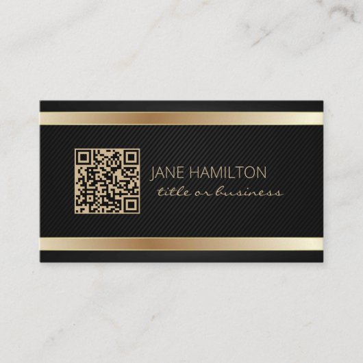 QR Code Gold Modern Profile Business Card Visitenkarte (Vorderseite)