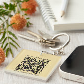 QR Code Gold Moderne Elegante Square Single Sided Schlüsselanhänger (Vorderseite rechts)