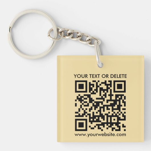 QR Code Gold Moderne Elegante Square Single Sided Schlüsselanhänger (Vorderseite)