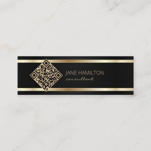 QR Code Gold Moderner Berater Mini Visitenkarte (Vorderseite)