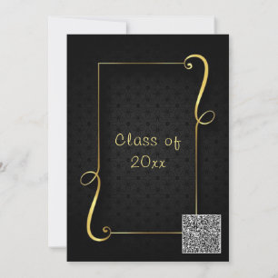 QR Code Gold Ornamente Black Grad Party Einladung