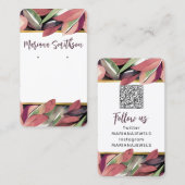 QR Code Gold Pastell Foliage Ohrringe Display Card Visitenkarte (Vorne/Hinten)