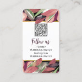 QR Code Gold Pastell Foliage Ohrringe Display Card Visitenkarte (Rückseite)